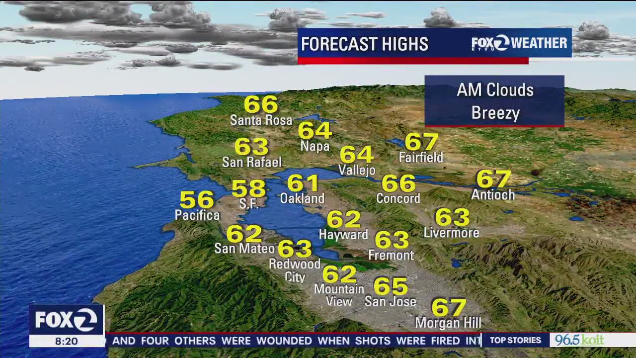 A mostly sunny Sunday before a chance of rain on Monday