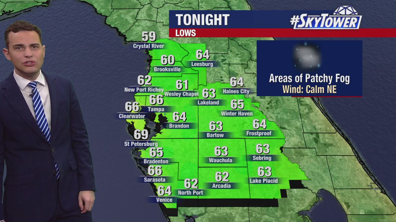 Tampa weather | Temps in the 60s on Sunday night