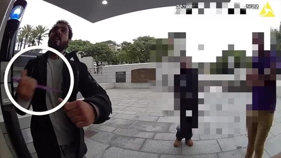 Man tries to stab Santa Monica police officer outside HQ