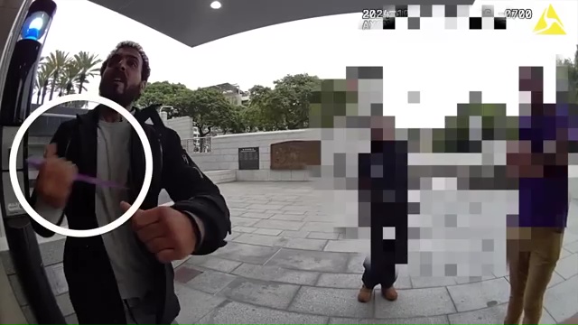 Man tries to stab Santa Monica police officer outside HQ