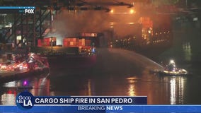 Fire continues to burn at Port of LA