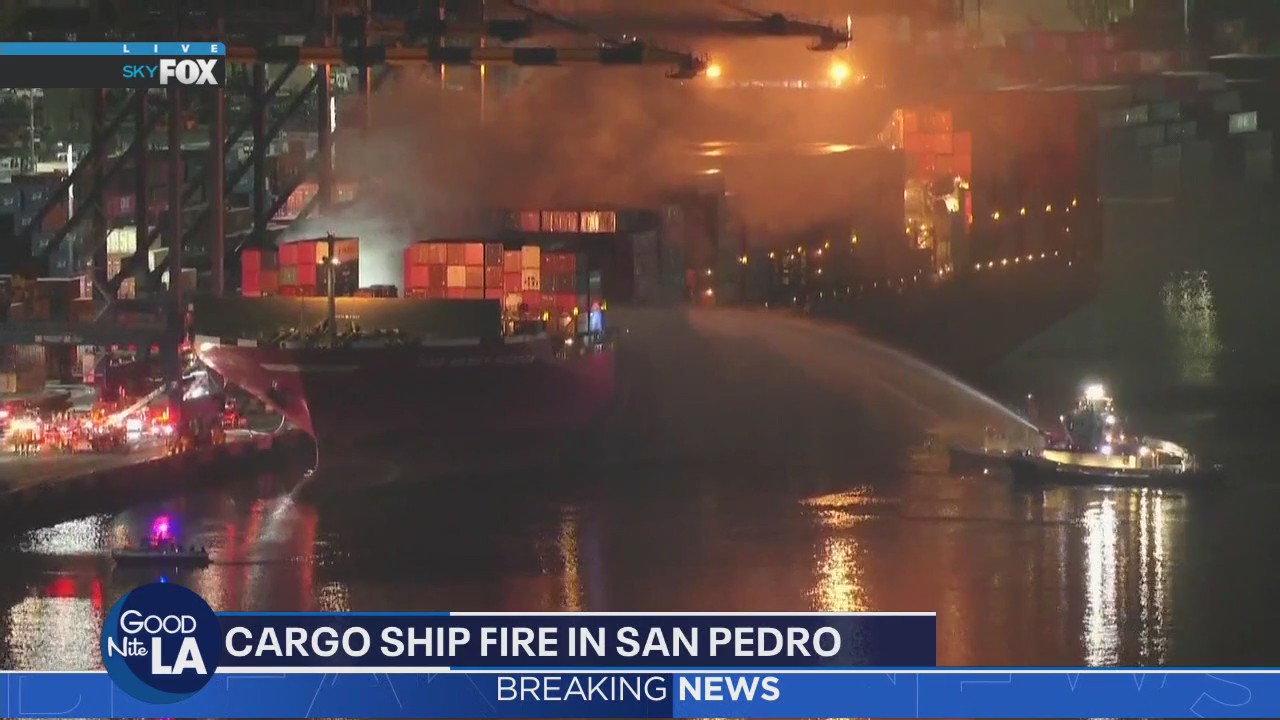 Fire continues to burn at Port of LA