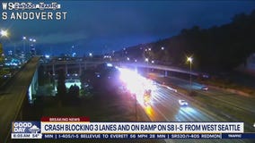 Motorhome hits person on I-5 in Seattle, then another vehicle strikes ambulance that stopped to help