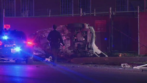 Vehicles mangled after Detroit police chase ends with crash