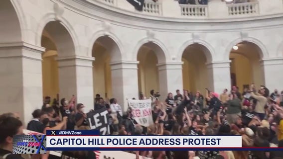 Capitol Hill police address pro-Palestinian protest at the Cannon Rotunda