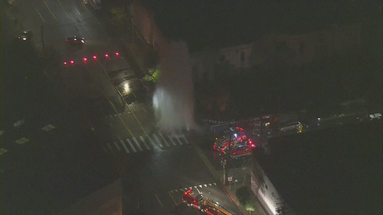 Car into fire hydrant in Echo Park