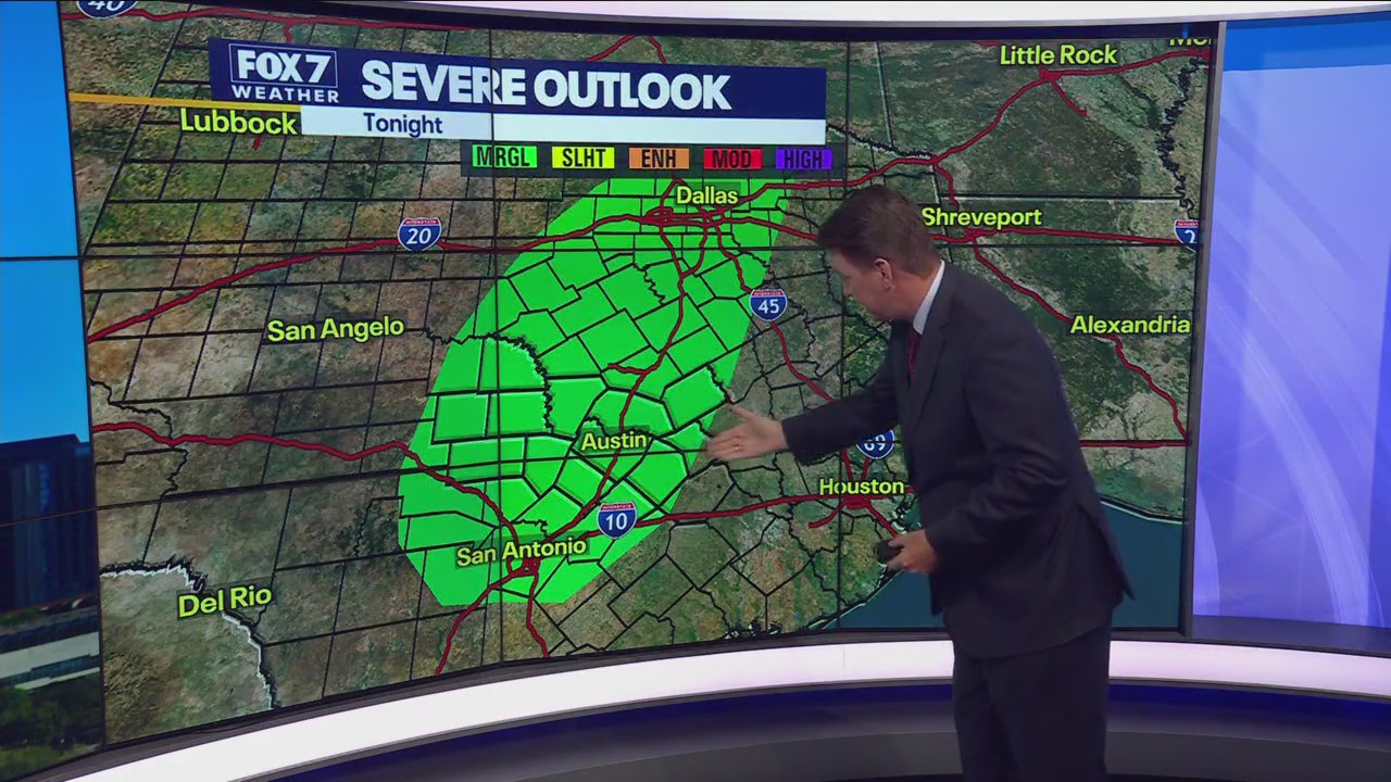 Central Texas weather: Record heat; slight chance of isolated severe storms Monday night