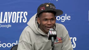 Anthony Edwards reacts to foul call