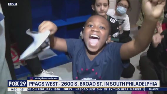 Students at Philadelphia Performing Arts Charter School hosts Eagles pep rally