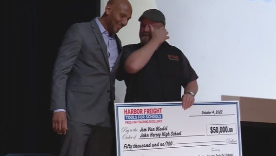 John Hersey High School teacher surprised by $50,000 check, students praise his impact