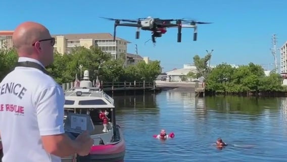 Venice Fire Rescue using drone for water rescues