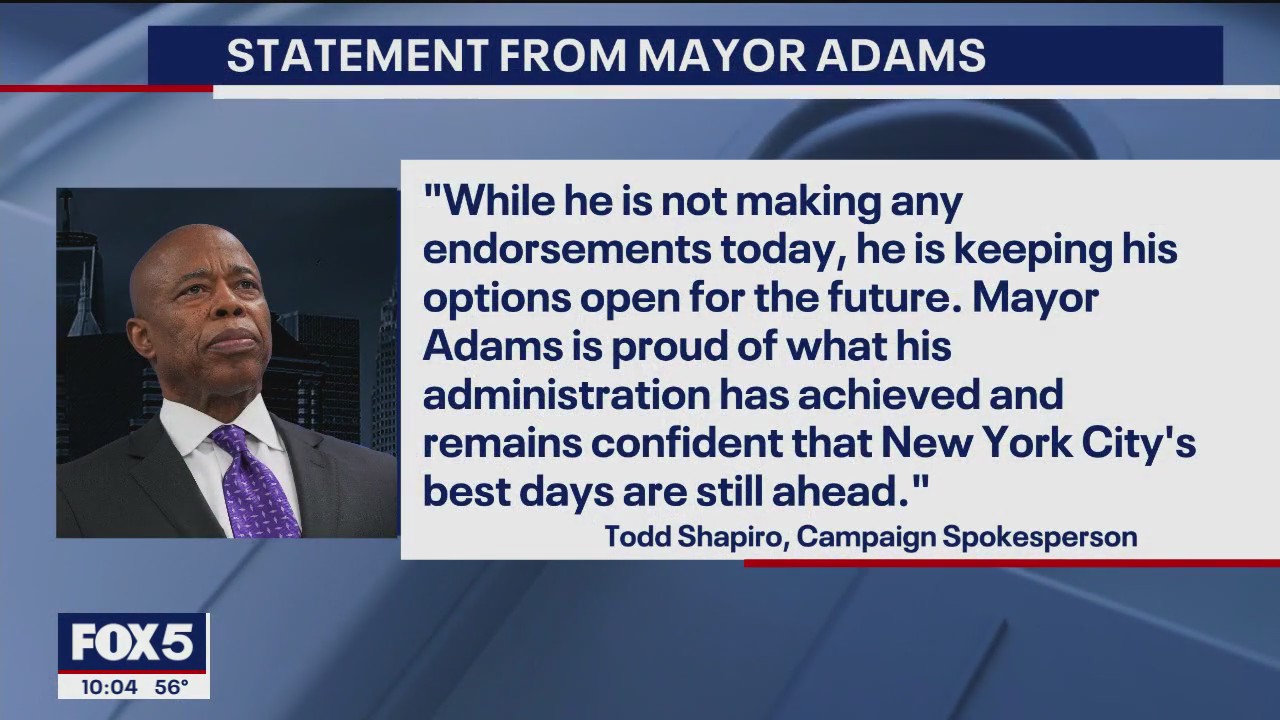 Who will Adams endorse for mayor of NYC?