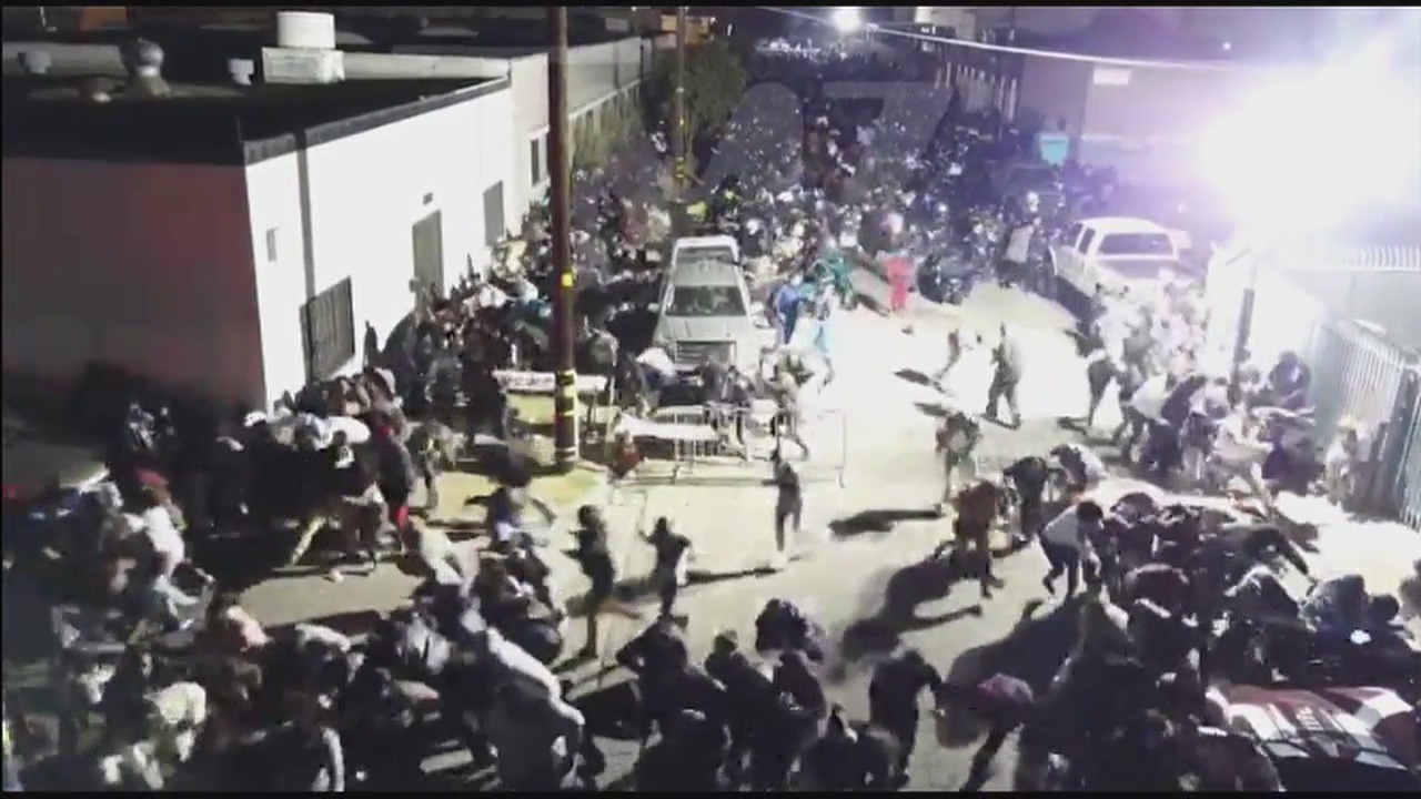 Drone video shows shooter open fire at rap concert