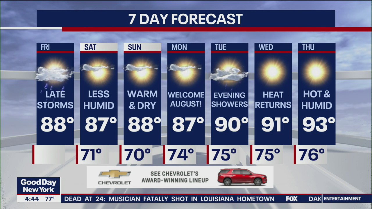 NYC weather forecast for July 29