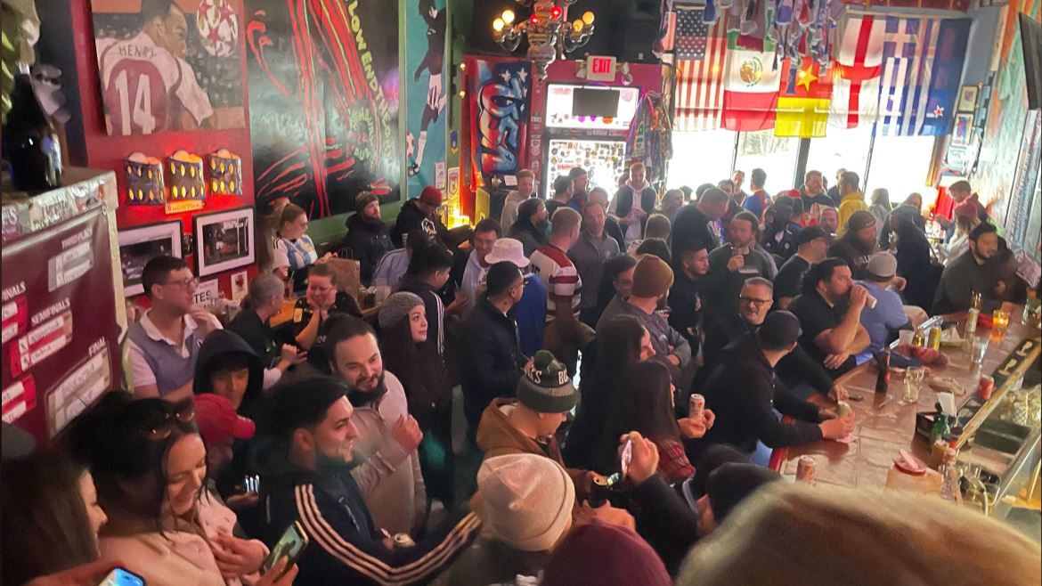 World Cup final at Milwaukee's Highbury Pub, fans 'shoulder to shoulder'