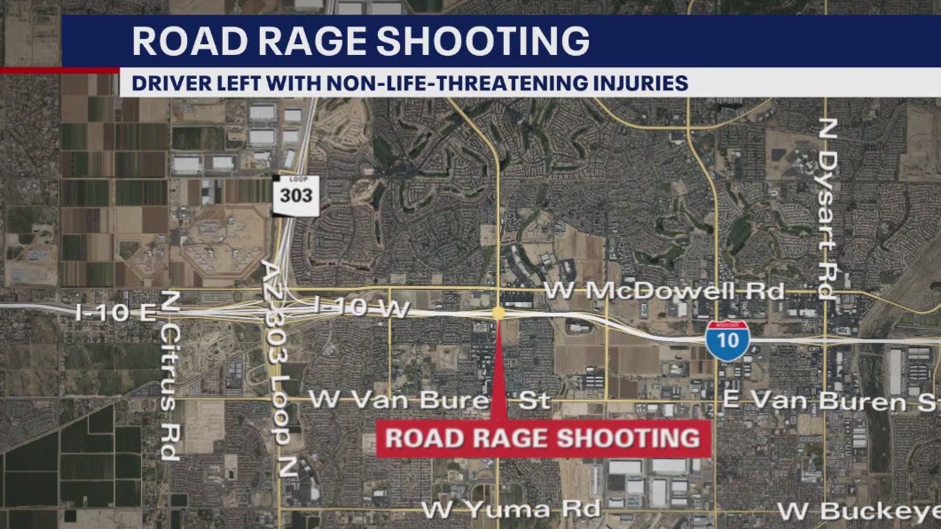 Road rage shooting injures man on I-10 in Goodyear