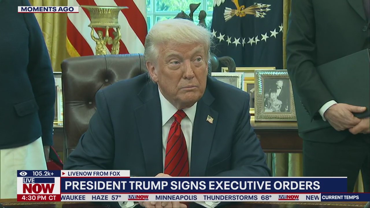 President Trump signs executive orders in Oval Office