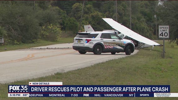 Driver rescues pilot, passenger after small plane crash in DeLand