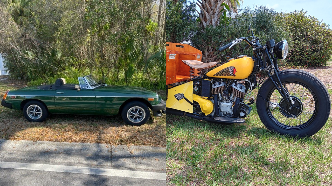 1979 MGB and 1941/1936 Indian Scout Dispatch Tow