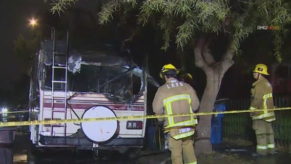 Homicide investigation underway after RV fire in Exposition Park