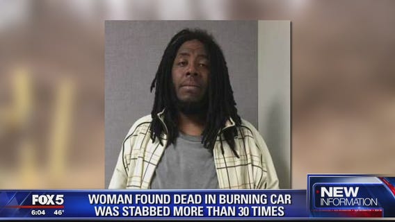 Woman found dead in burning car was stabbed more than 30 times by suspect, prosecutors say