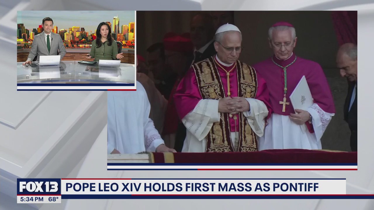 Pope Leo XIV holds first mass as Pontiff