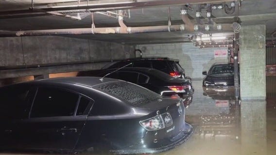 Parking garage in Palms floods after heavy rain
