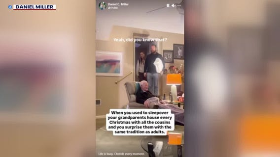 Viral: Cousins surprise California grandparents with Christmas sleepover