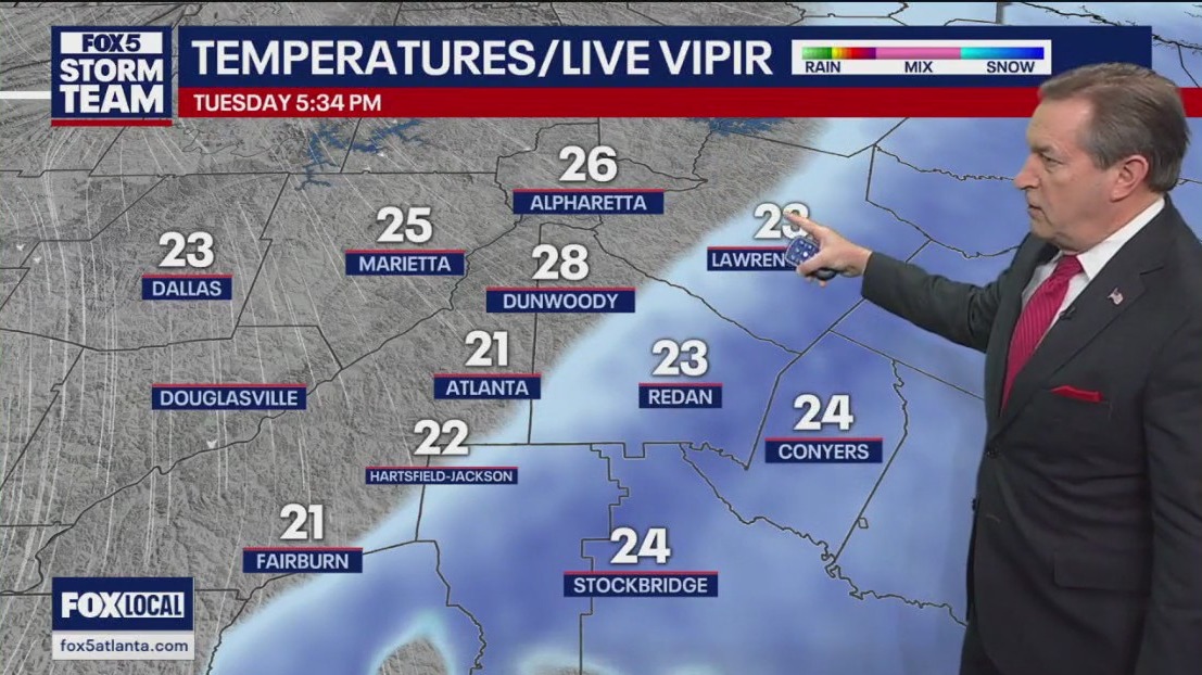 Tuesday evening forecast: Snow in Atlanta