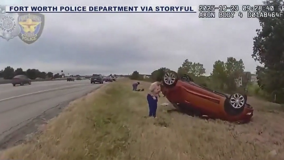 Dramatic video shows Fort Worth police save baby under car after crash
