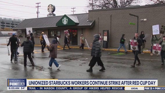 Starbucks workers strike nationwide on 'Red Cup Day' demanding better pay