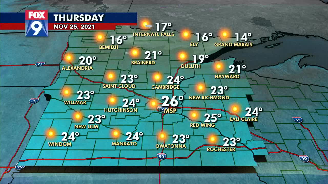 Frigid start to Thanksgiving, seasonable temperatures return Friday