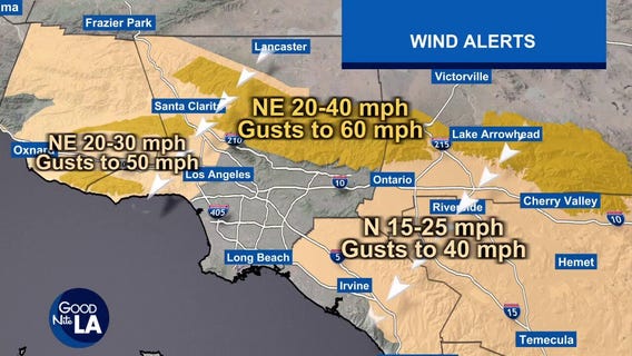 60 mph gusts possible for parts of SoCal