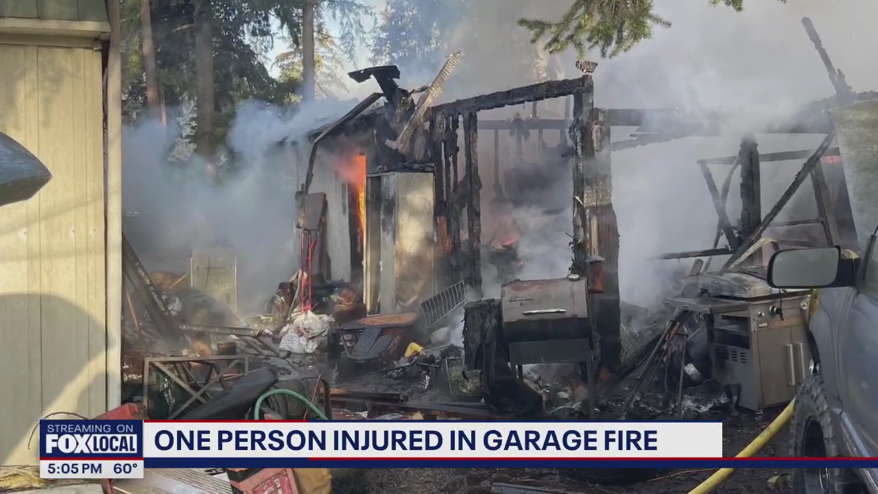 One person injured in Spanaway, WA garage fire
