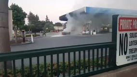 Car catches fire at Redwood City Chevron station