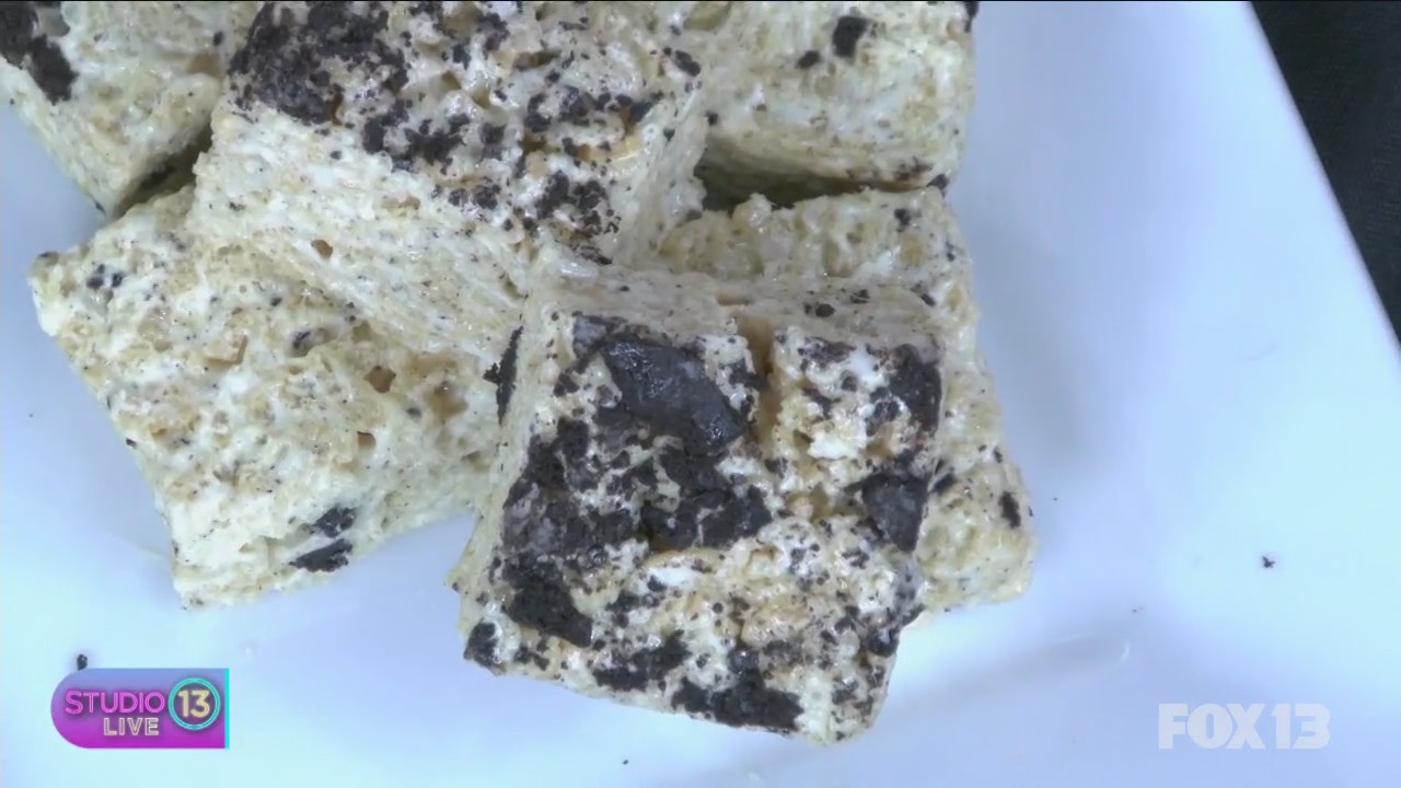 Trying delicious marshmallow crispy bars with Browned & Toasted