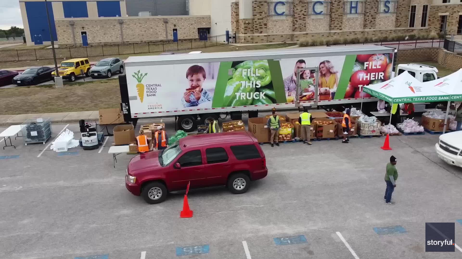 VIDEO: Long line at food bank distribution site