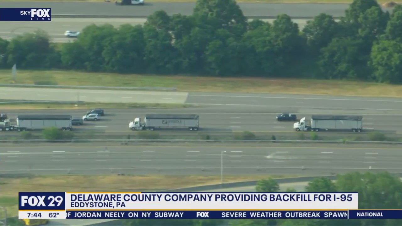 Crews begin transporting backfill to I-95 collapse site