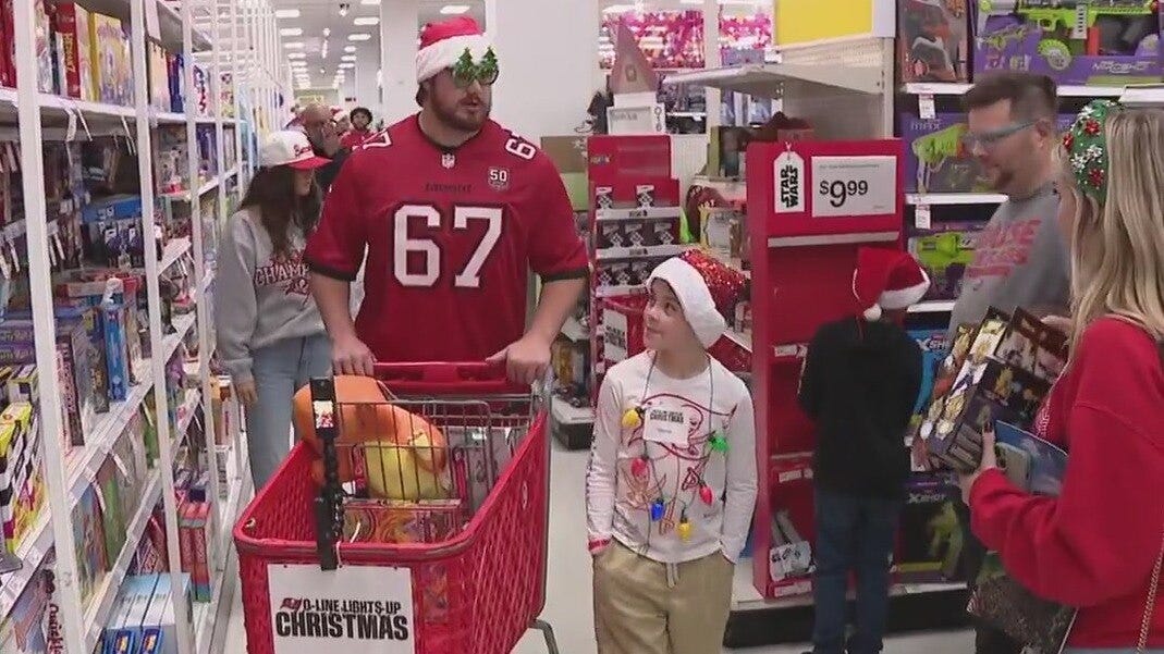 Bucs offensive line goes Christmas shopping