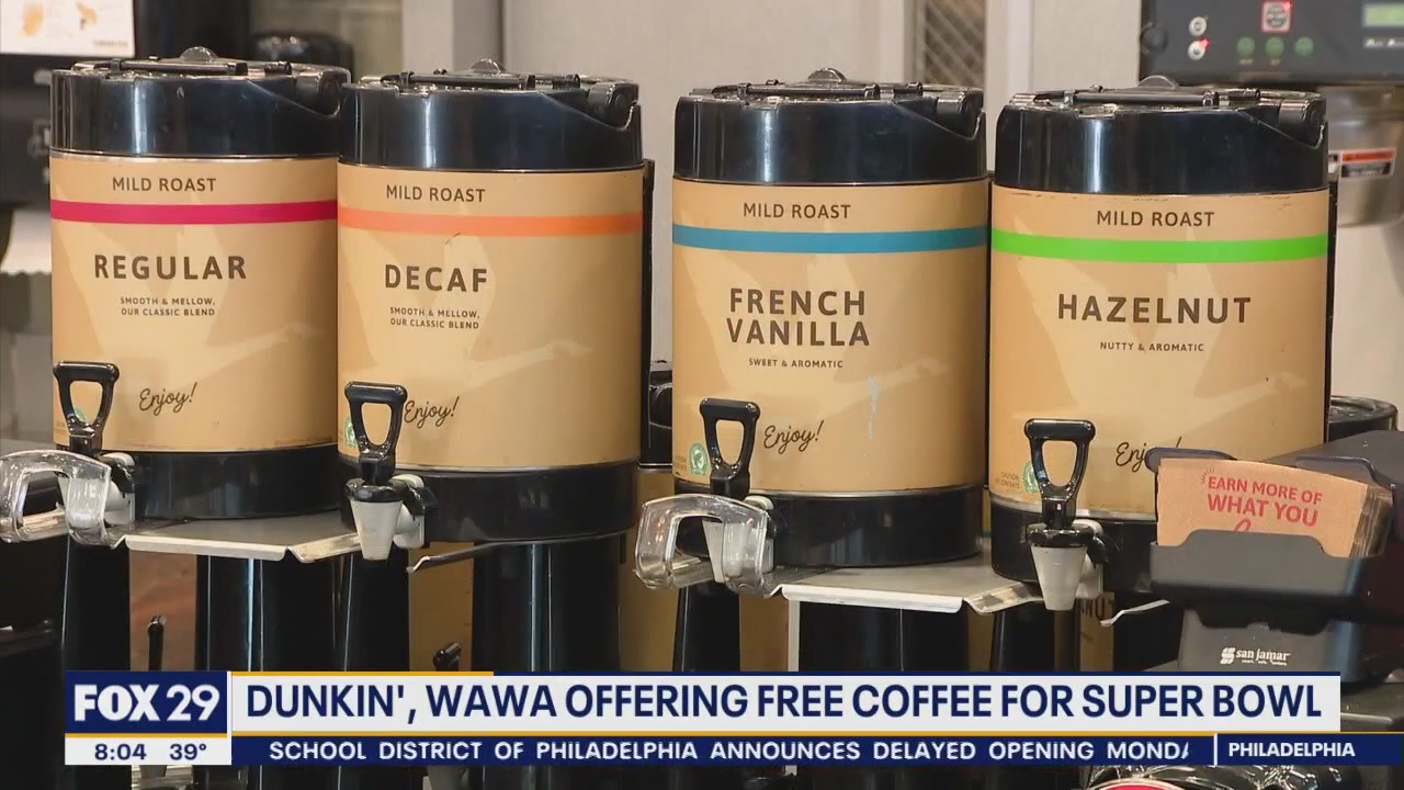 Wawa and Dunkin' offering free coffee to fans for the Super Bowl