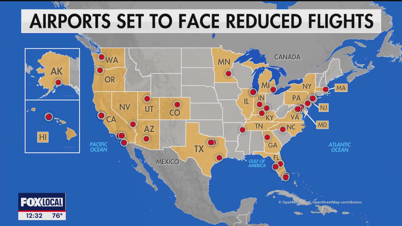 Airports affected by the government shutdown