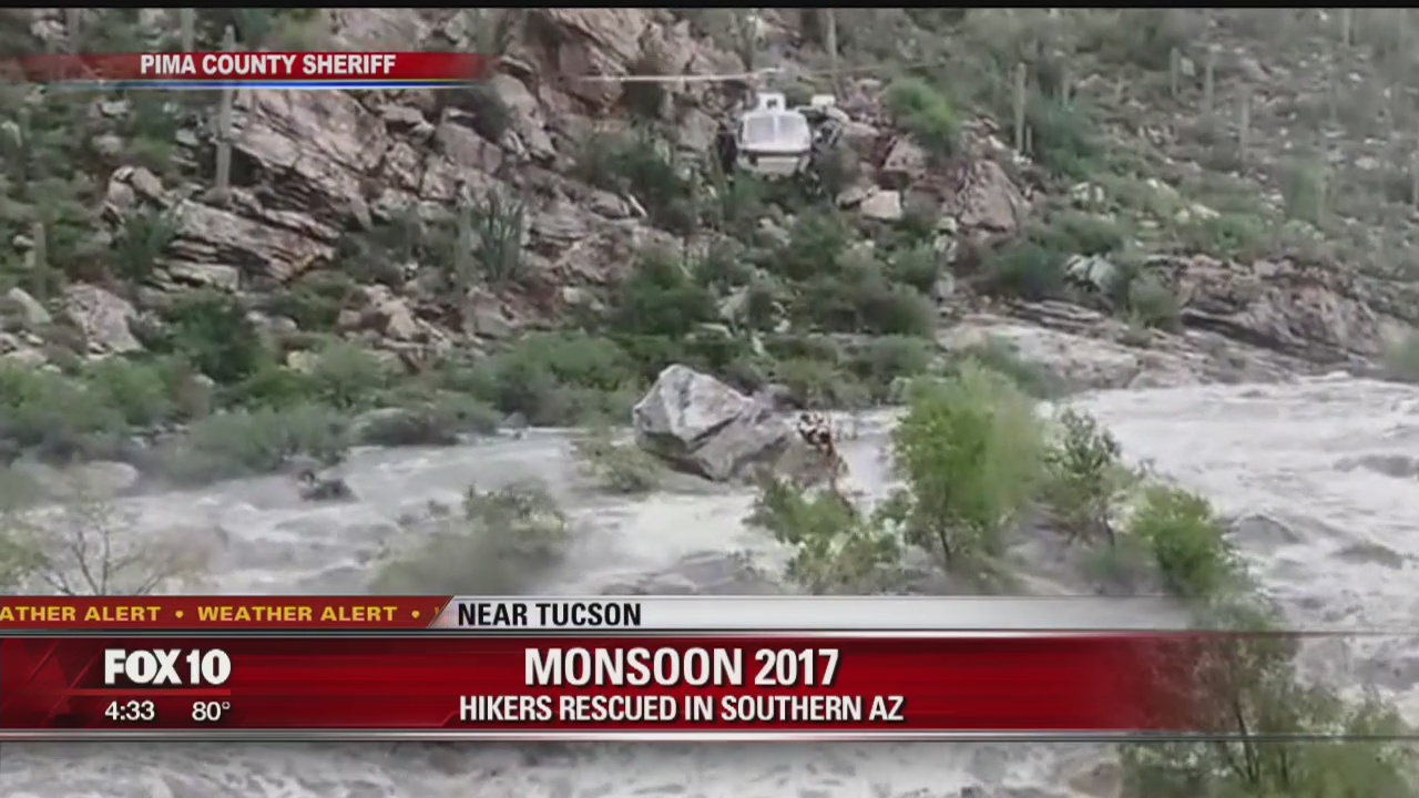 Rescuers help 17 hikers stranded by flash flood in Arizona