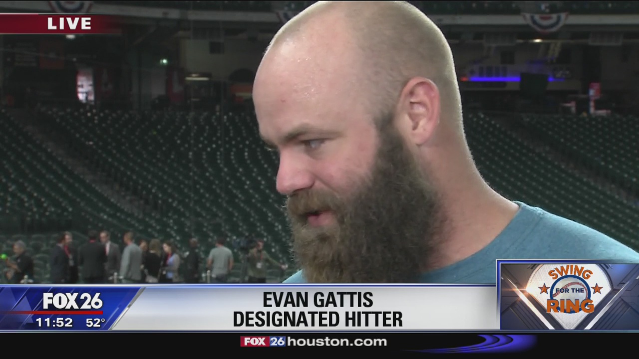 Evan Gattis reacts to Game 3 win