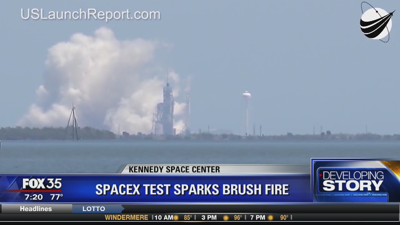 SpaceX test sparks brush fire