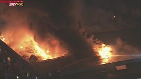 Crews battling 3-alarm fire in Baldwin Park
