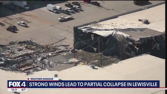 Strong winds lead to roof collapse in Lewisville