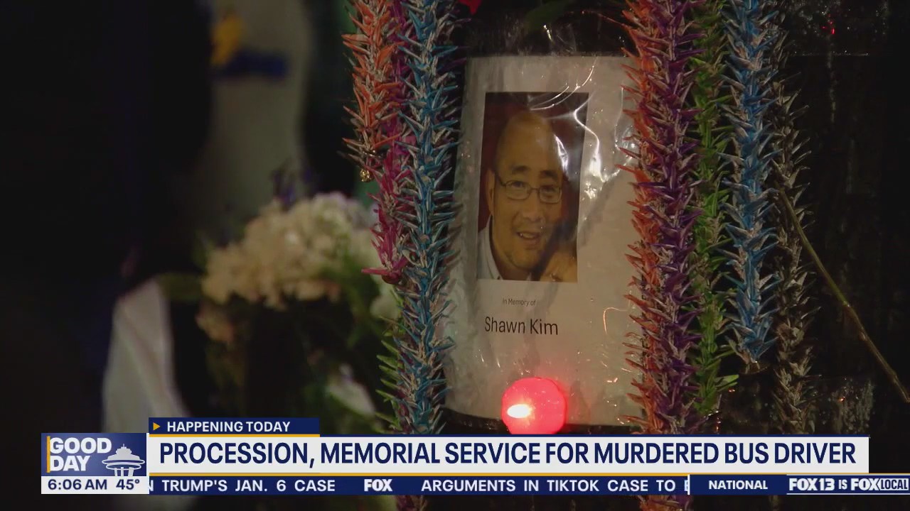Memorial service, procession for Seattle Metro bus driver Shawn Yim
