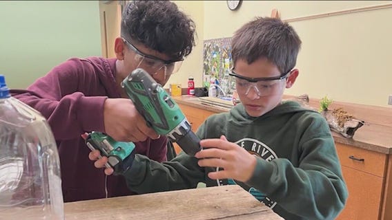 Students build tiny homes for animals along the Chicago River as part of Brookfield Zoo program