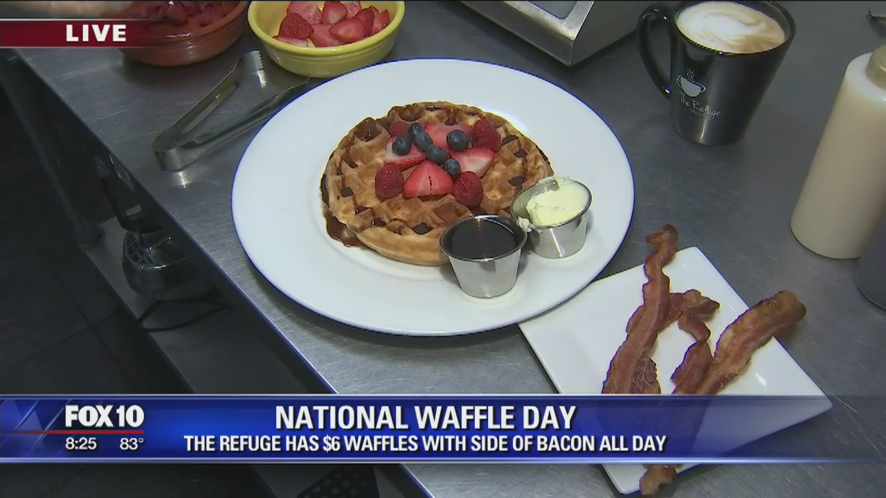 Making waffles on National Waffle Day