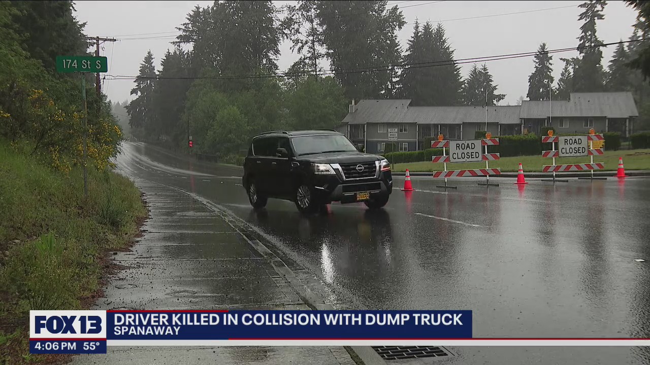 Driver killed in collision with dump truck in Spanaway